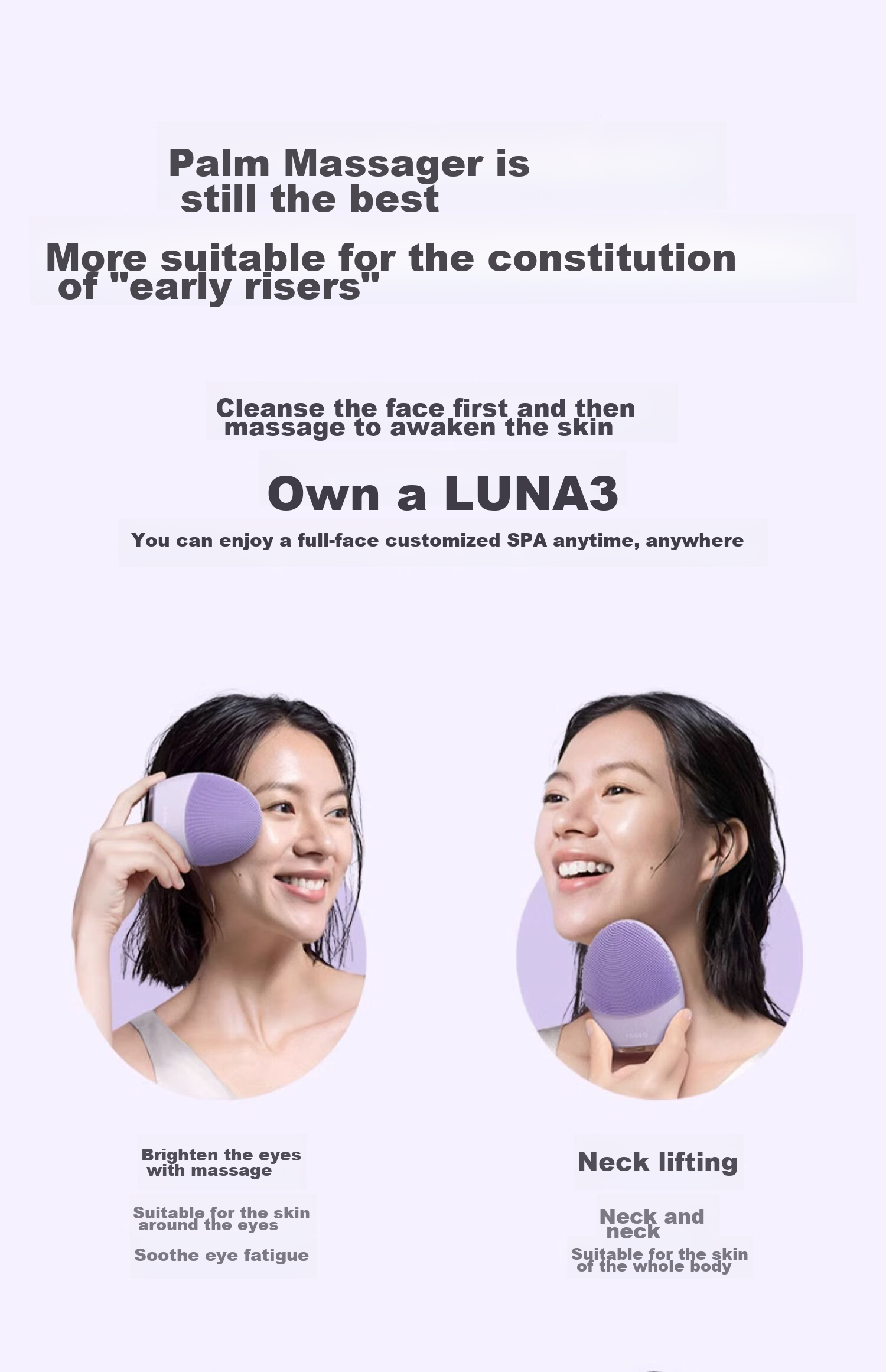 FOREO LUNA 3 Facial Cleansing Brush Blue Electric Pore Cleansing Device Balancing Oil Control Face Cleanser 17