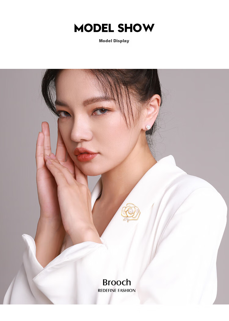 Qlady Camellia Brooch, High-End Women's Luxury Elegant Corsage, Anti-Exposure Silk Scarf Buckle, Clothing Accessory, Mid-Autumn Festival Gift 7