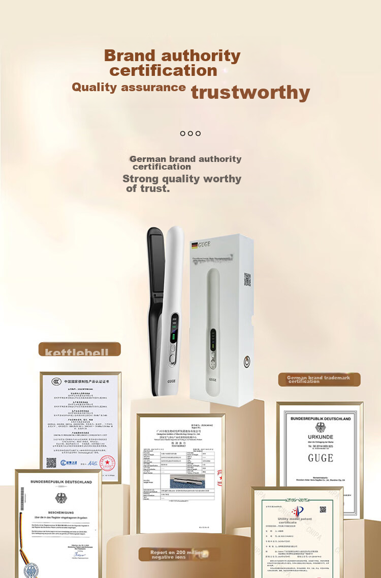 GUGE German [Wireless Portable] Straight Hair Iron, Negative Ion Straightening Iron, Gentle on Hair, Wireless Straightening Iron for Men And Women, Mini Small High Crown Straightening Iro 5