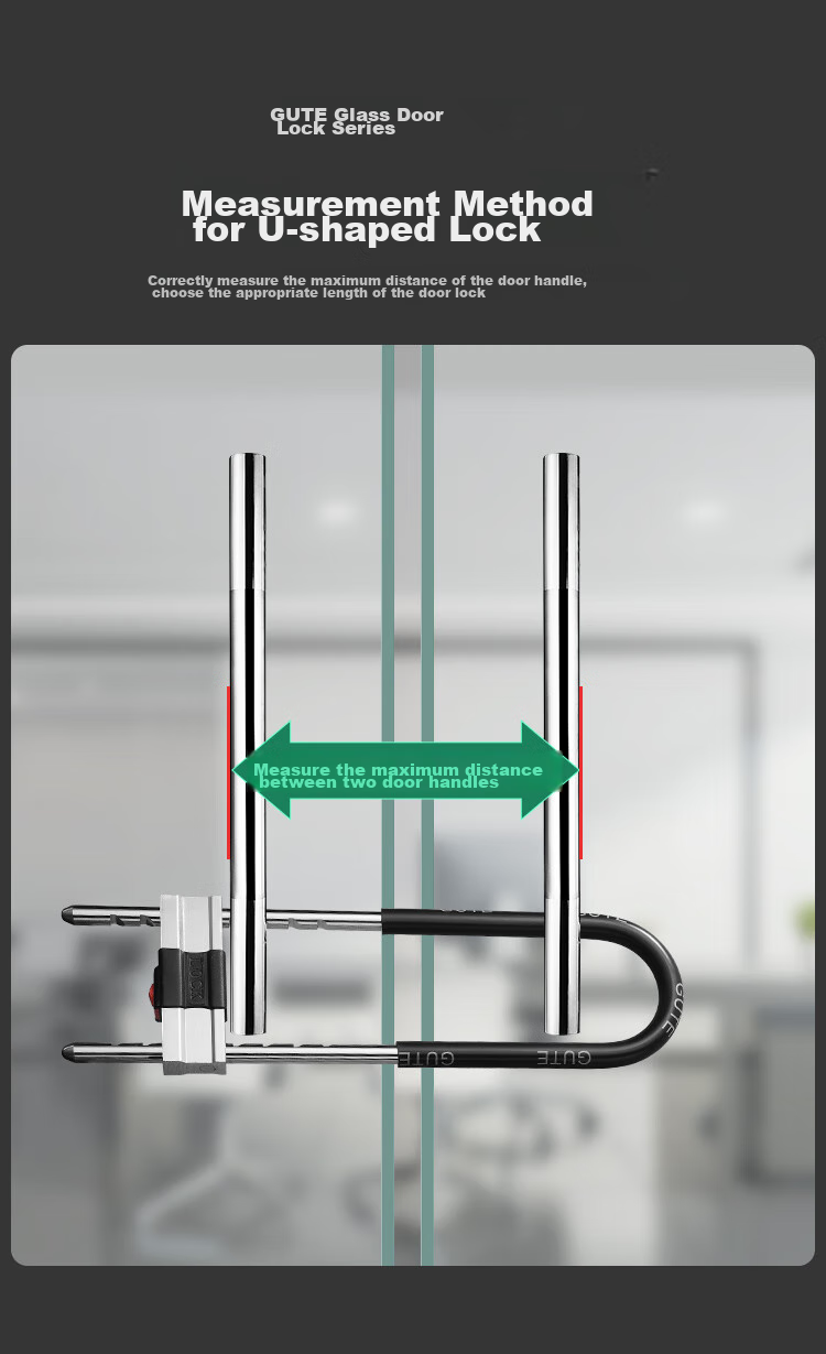 GUTE U-Shaped Lock, Glass Door Lock, Extended Shop Office Double Door Padlock, Bicycle Lock 3