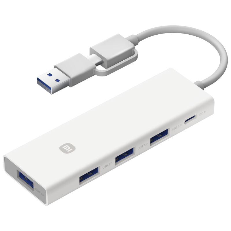 MI Four-In Dual-Head Splitter, Hard Drive Hub USB Splitter Multifunctional Adapter, Compatible with Laptops And Smartphones