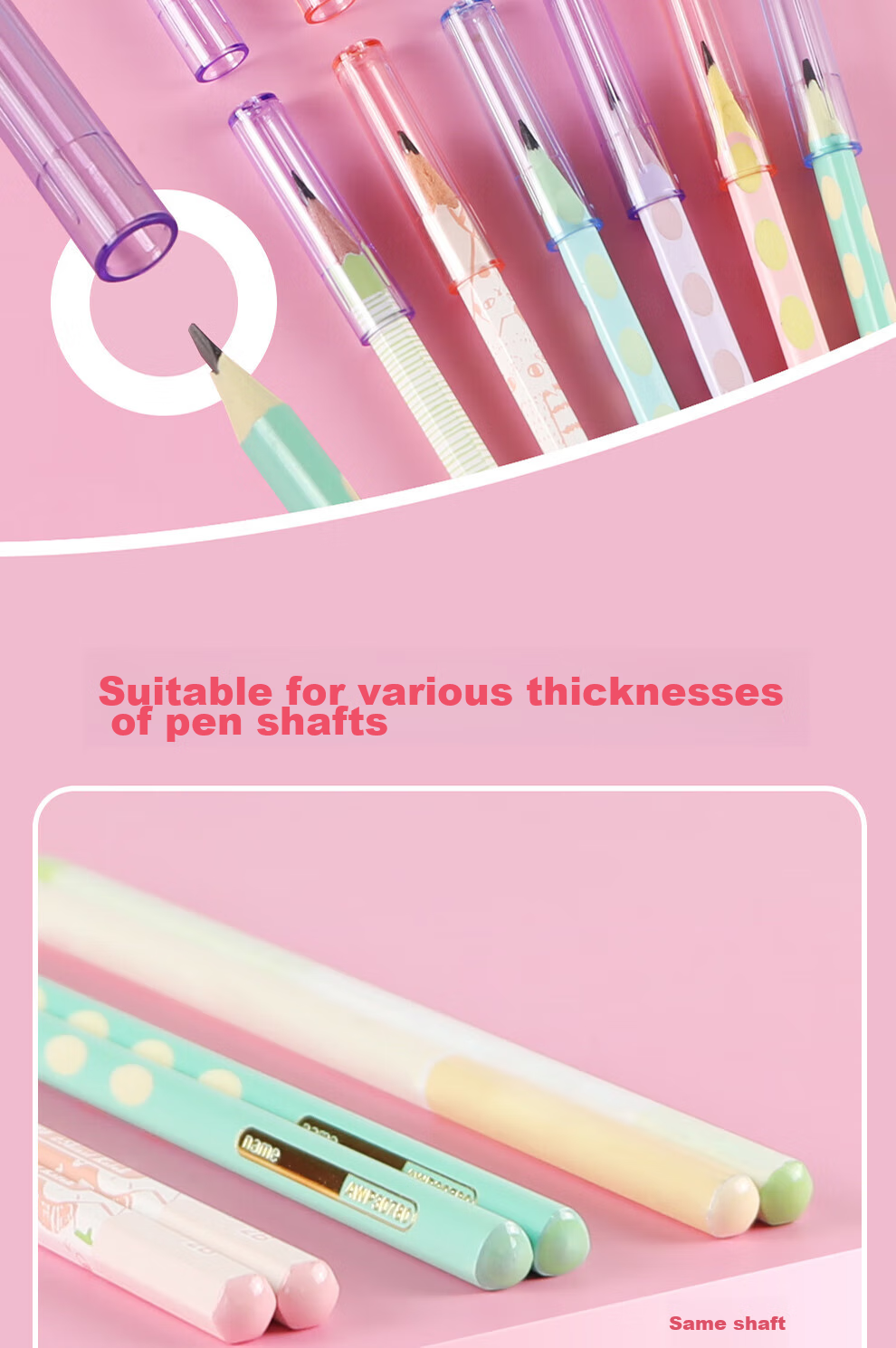 M&G Transparent Colored Series Pencil Extenders for Elementary School Students, Pencil Tip Protectors, Back-To Stationery ABT984C7 5 Packs 2