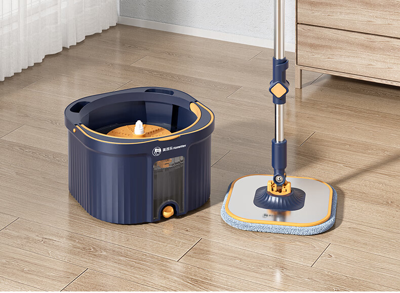 HoMettler Clean And Dirty Separation Rotating Mop, 3 Cloths, 135cm Handle Length, Household All-In No Hand Washing Mop, Flat Lazy Person Mop 3