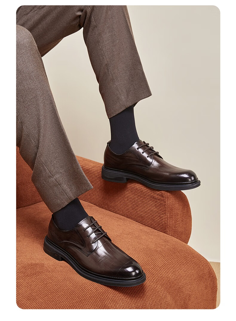 Yierkang Men's Business Formal Leather Shoes, British Style Dress Shoes for Commuting And Weddings, 96141W, Black, Size 43 4