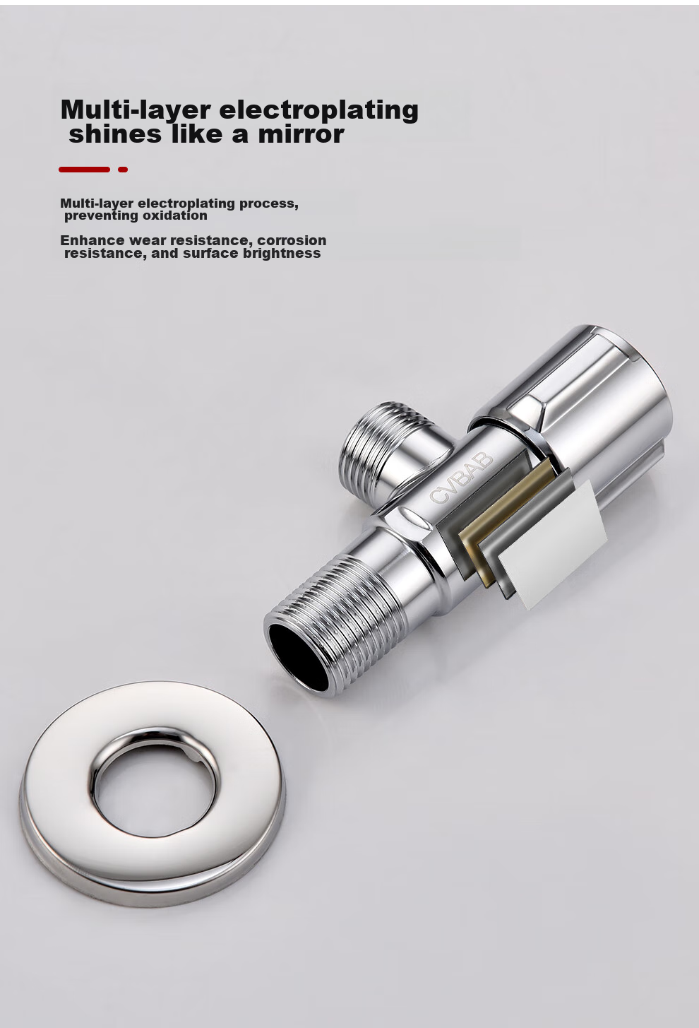 CVBAB Angle Valve Three-Way One-In Two-Out Washing Machine Faucet Connector, One-To Toilet Dual Control Flow Divider CV1517 7