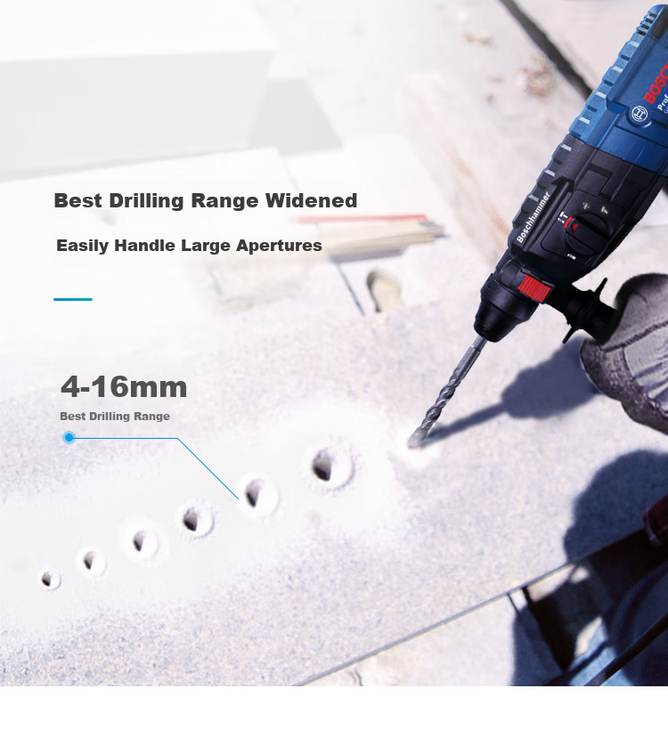 BOSCH Electric Hammer, Drill And Pick Three-In Lightweight Multi-Function Electric Hammer Tool Box, 2 Kg, GBH 2-24 DRE 7