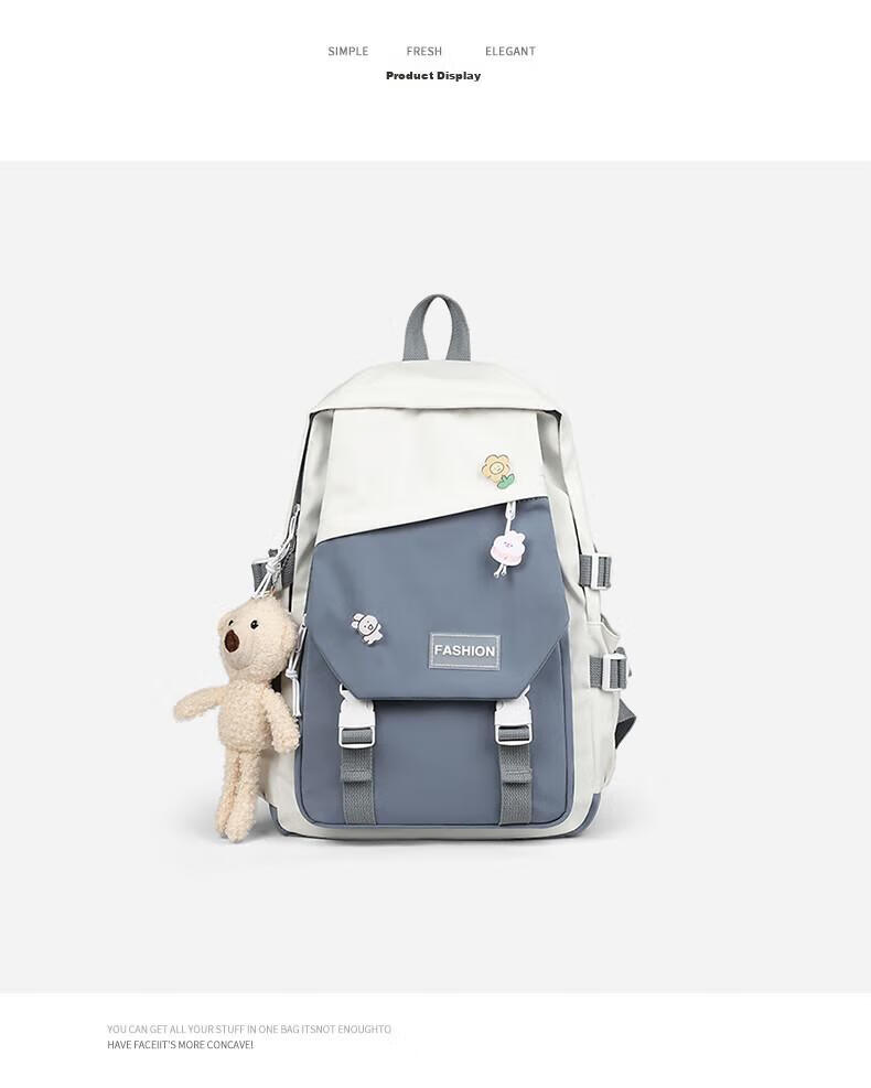 Viney High School Backpack for Middle School Girls, College Students, Primary School Students Grades 4-6 Children Ins Korean Style Backpack 15.6 Inch Laptop Backpack Large Capacity Fashionable Casual Travel Bag High Aesthetic Value Lightweight Stress-Reducing And Load-Reducing Simple Desig 10