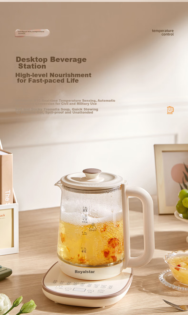 Royalstar Pure Titanium Health Kettle Constant Temperature Electric Water Boiler Office Home Tea Kettle Fully Automatic Insulated Integrated Flower Tea Kettle Latest Model YSH8086(Ti) 8