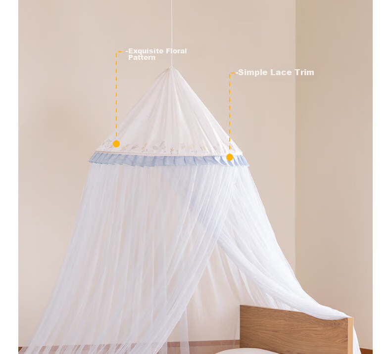 MEDOGA Class A Maternal And Infant Palace-Style Floor Mosquito Net, Home Use, Ceiling-Mounted, No Installation Required, Princess Style, Light Beige, 1.8 Meters [Romantic And Elegant] 9