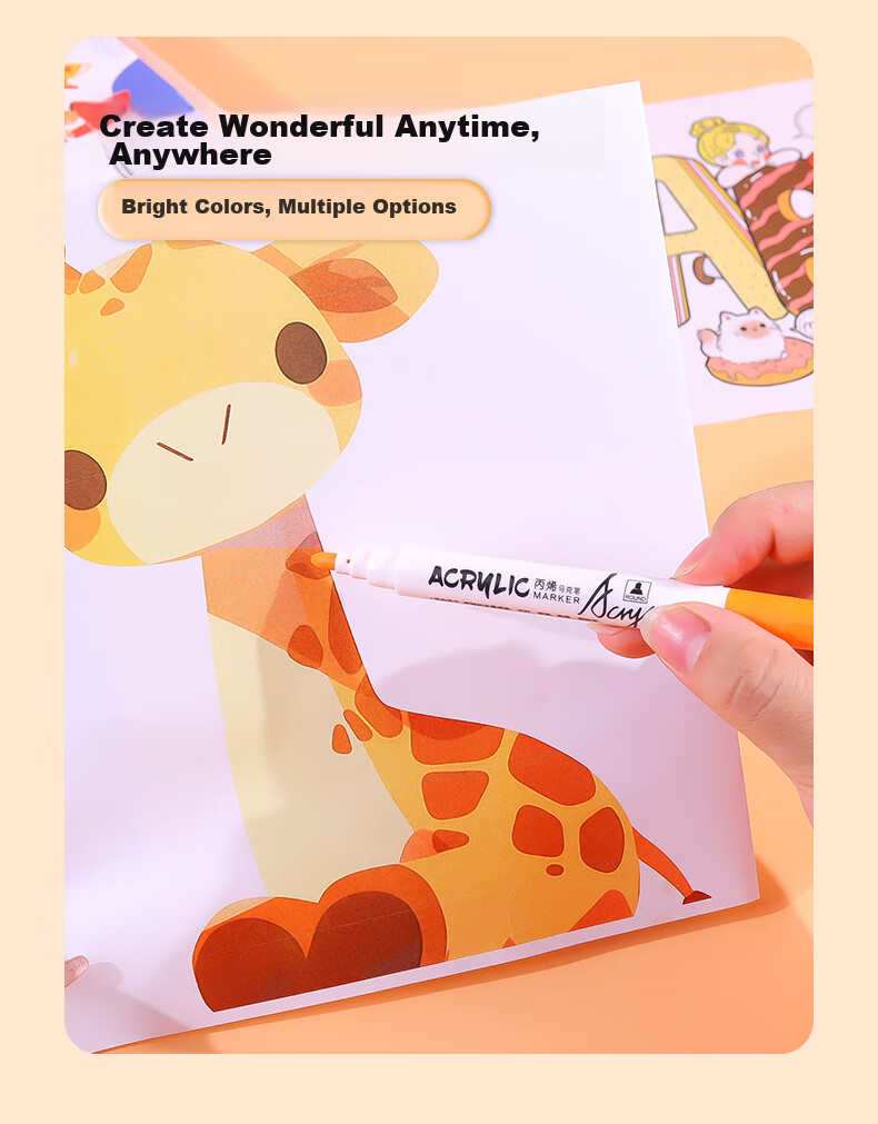 Touch Fish No-Press Acrylic Marker Set, Waterproof Quick-Drying Large Capacity Doodle Pens DIY Drawing Colored Pens Guka Pens, Birthday Gift for Primary School Students Kindergarten Children, 12 Colors Art Educatio 2