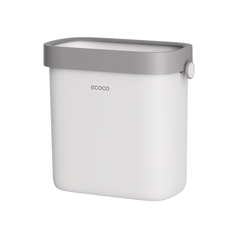 Ecoco Wall-Mounted Toilet Bucket 7L, Household Bathroom Toilet Bucket, Kitchen Wall-Mounted Garbage Bin, Sanitary Bucket E24220 White