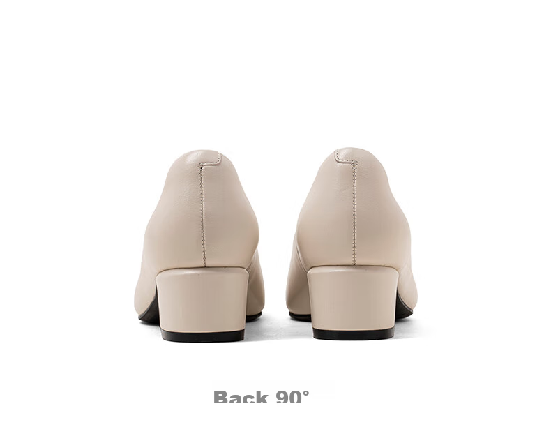 COMELY Women's Spring And Summer New Lambskin French-Style Chunky Heel Pumps, Versatile And Comfortable for Commuting, Apricot Color, Size 34 20