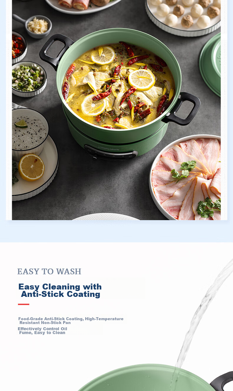Morphyrichards Electric Hot Pot, Multifunctional Cooking Pot, Original Accessories, MR1072 Dual-Sided Pot, MR9087 Dedicated 9