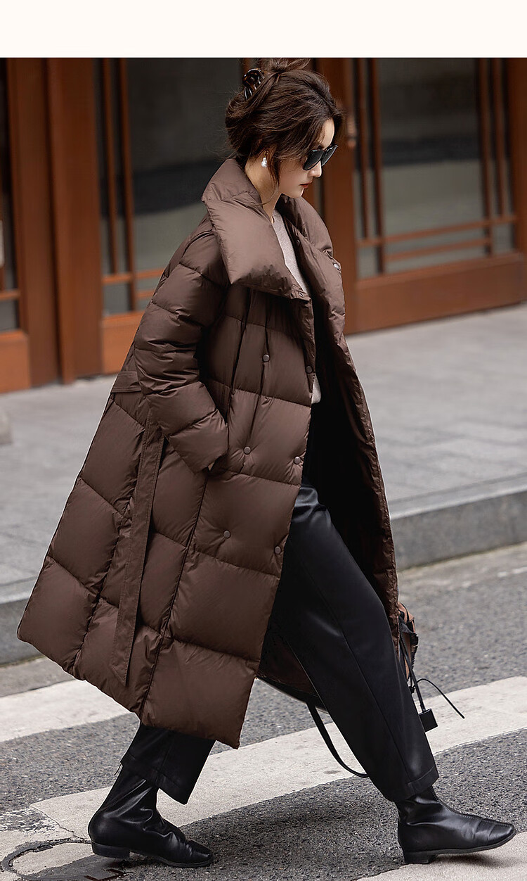 Dme [Urban Light Outdoor] Winter 400T Spring Yafang Pressure-Elastic Fluffy 90% Duck Down, Large Lapel down Jacket for Wome 12