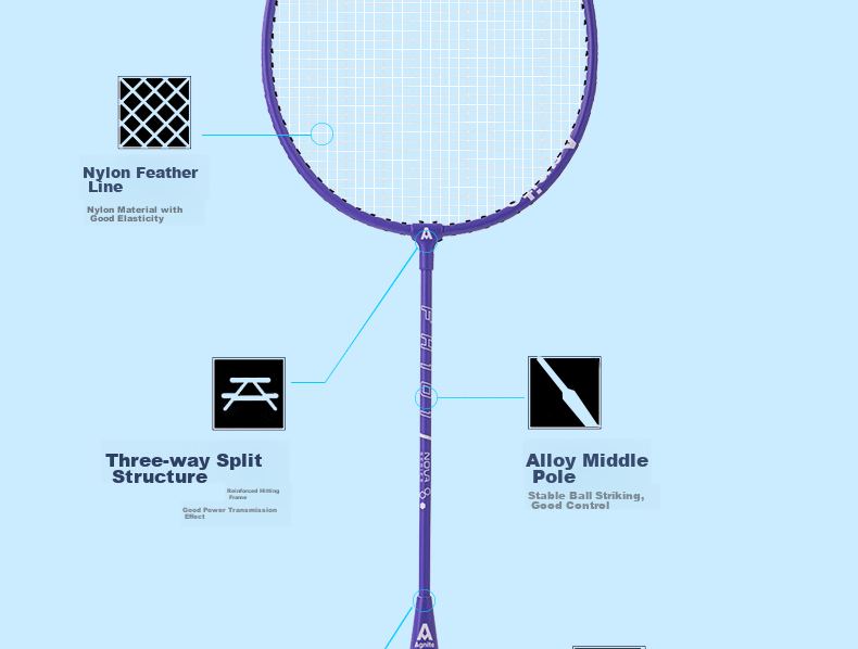 Deli Badminton Racket Set with Shuttlecocks, Classic Beginner Training Rackets, Double Rackets, Purple/pink 10