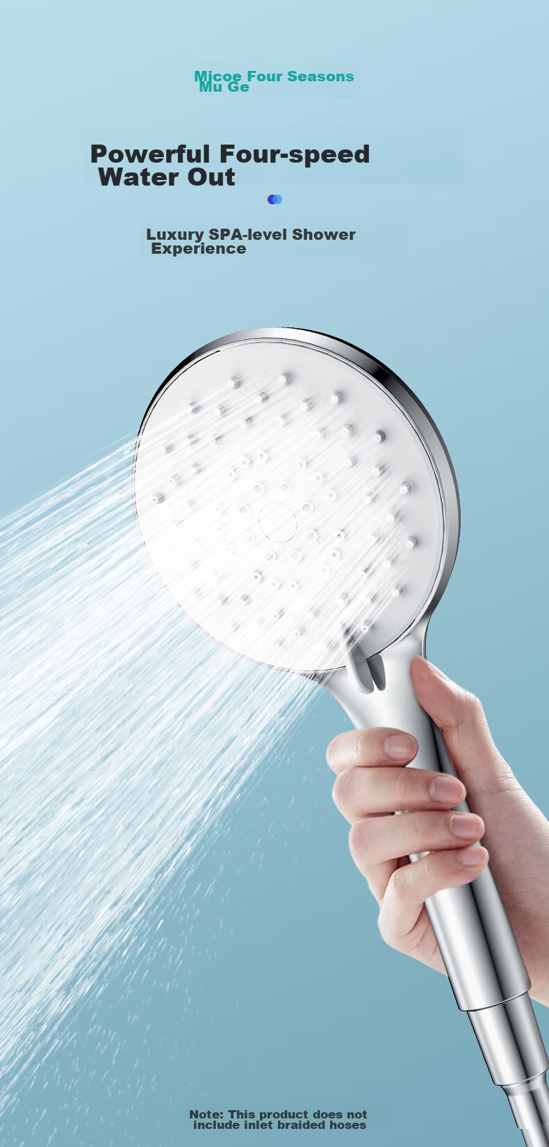 MICOE Pressurized Shower Head, High-Pressure Bathroom Shower Gun, Gray Lotus Head Handheld Shower, M-HS18Q 1