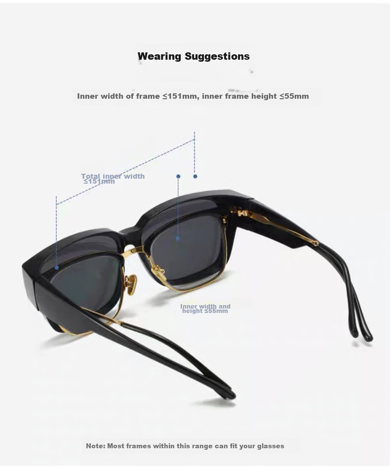 LOVECRAFT Myopia-Specific Sunglasses Clip-Ons for Driving, Polarized Clip-Ons for Black Frames - Night Vision Lenses, Sunglasses with UV Protectio 5