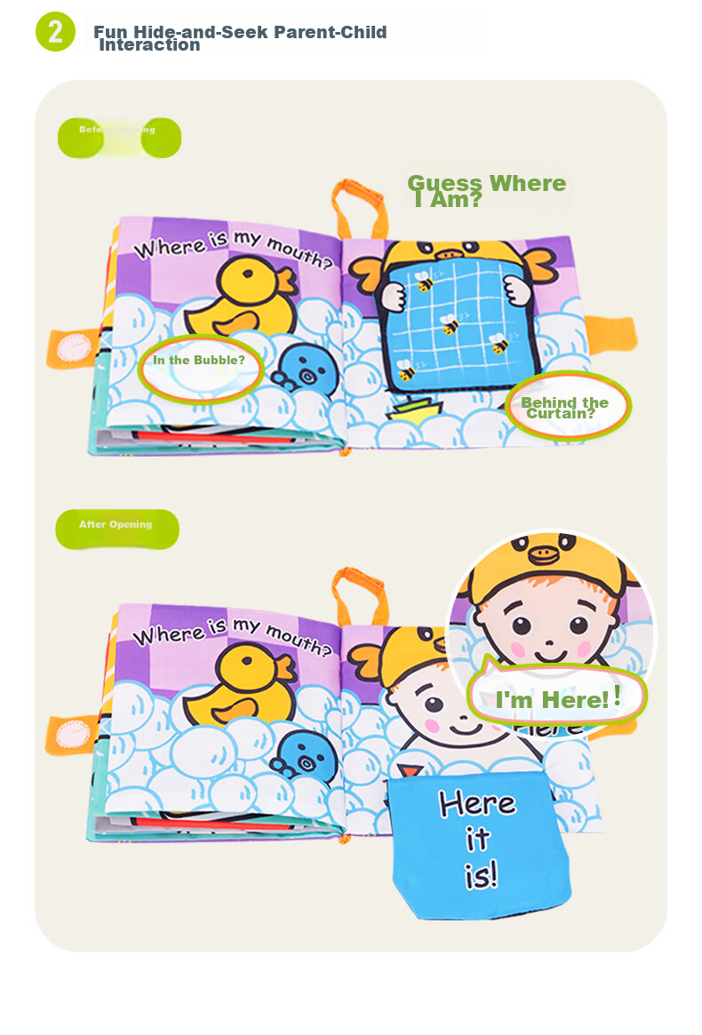 Jollybaby Baby Cloth Book Early Education 0-18 Months Infant Toy Chewable Tear-Resistant 3D Cloth Book Reading Cognitive Training Gift Box 7