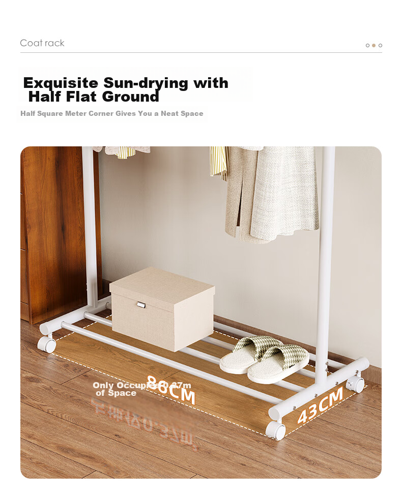 QIAONAMEI Clothes Drying Rack, Floor-Standing Hanger, Bedroom Balcony Drying Pole, Dormitory Clothes Hanger, Quilt And Clothing Drying Rack, 2266 6