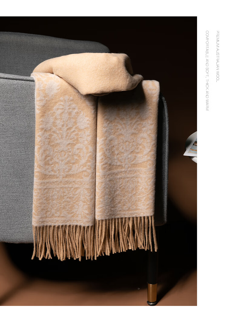 Hengyuanxiang 100% Pure Wool Shawl Women's Autumn Winter Scarf Mom's Birthday New Year Gift Qi Ji Red 1
