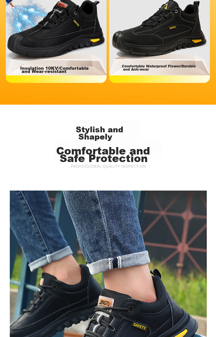 Jingtu Safety Shoes for Men, Self-Operated, Summer Breathable, Steel Toe Cap, Puncture-Resistant, Waterproof Work Boots 0253-J Size 43 12