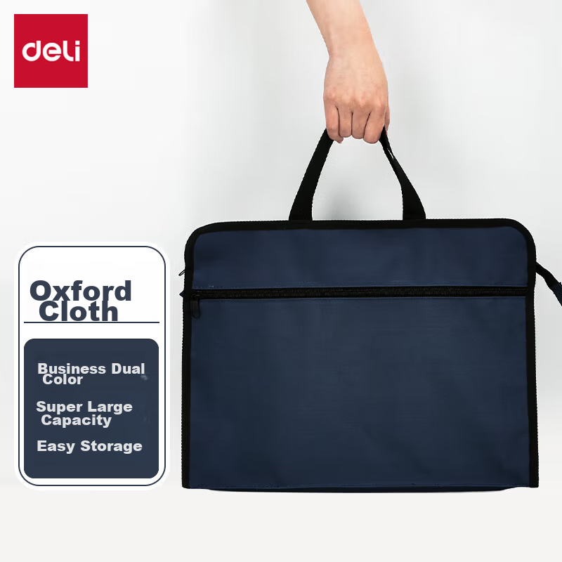 Deli Office Briefcase, Business Document Bag for Men And Women, Professional File Case, Handheld Document Carrier, Portable Folder, P63753 Blue