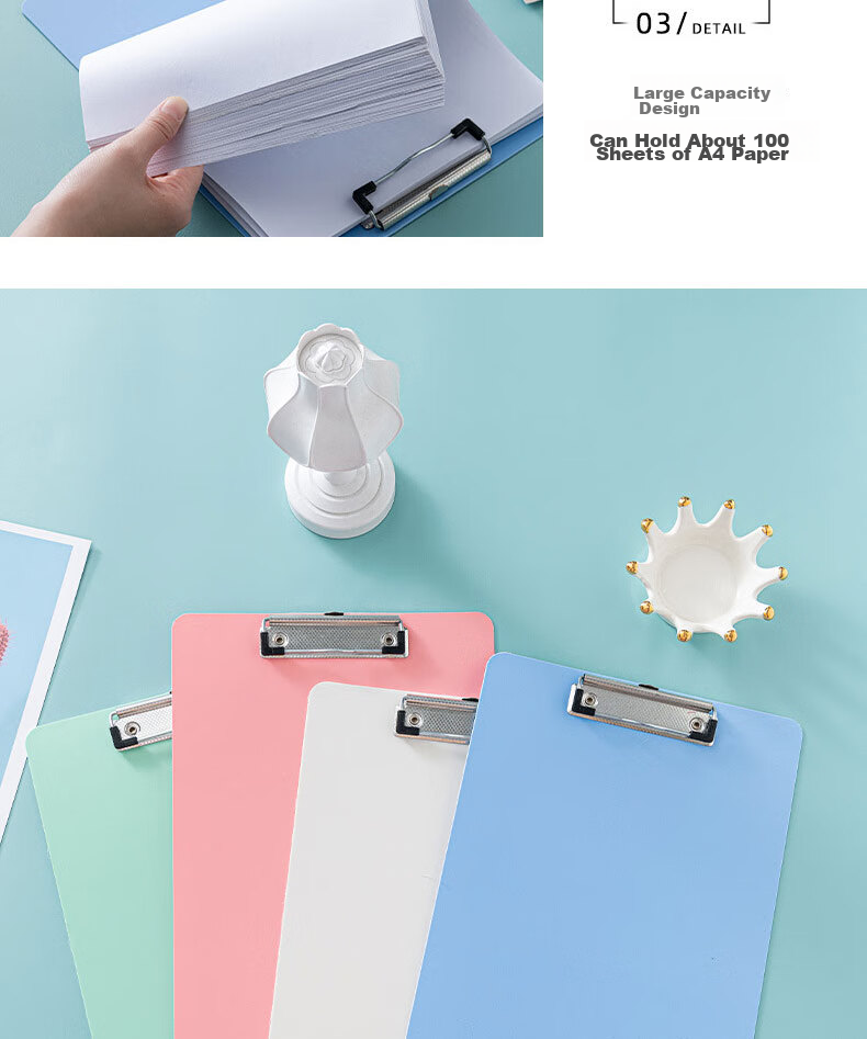 Elifo A4 Pink Writing Clipboard, Morandi Color Vertical Version, Waterproof Office Study Notebook, 1 Pack Student Stationery 6