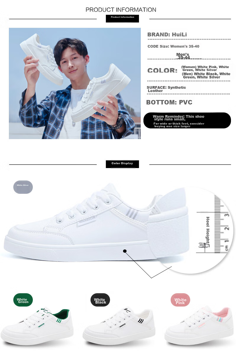 Warrior Women's Versatile Casual Low-Top Breathable Sneakers for Running WXY-L319N White Silver 40 2