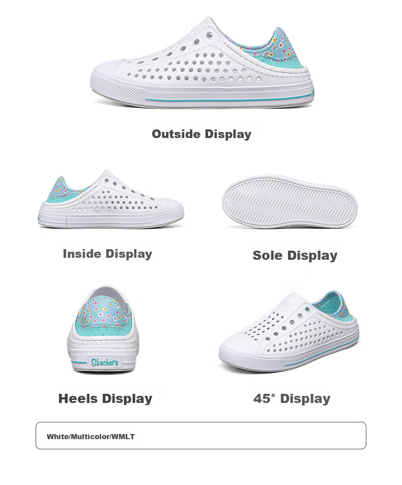 Skechers Girls' Summer Breathable Slip-On Mesh Casual Sandals Holes Shoes 308006L 20