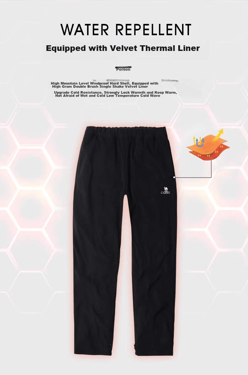 CAMEL Outdoor Hiking Pants for Men, Three-In Spring And Autumn Windproof Waterproof Thickened Fleece-Lined Mountaineering Ski Pants A13CAF0045 2