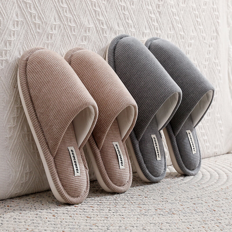 GUOLUOFEI Japanese-Style Slippers for Men And Women, Couples Spring And Summer Home Use Sweat-Absorbing Breathable Non-Slip Floor Slippers, Red, Size 38-39