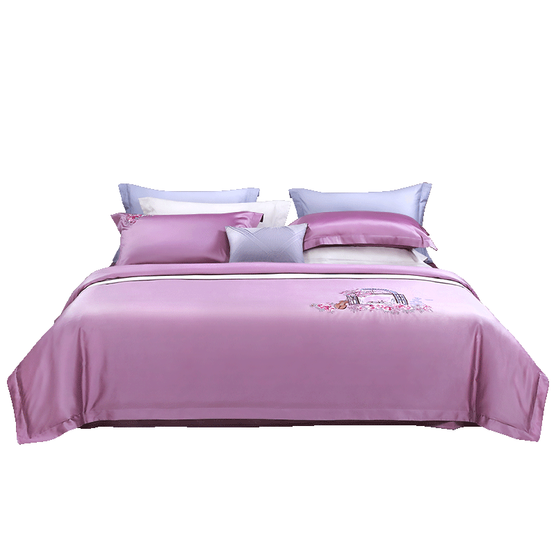 FUANNA Bedding Set 4 Pieces 140s Double-Ply Pima Cotton Sateen Pure Cotton Sheet and Duvet Cover 1.5m (203*229cm)