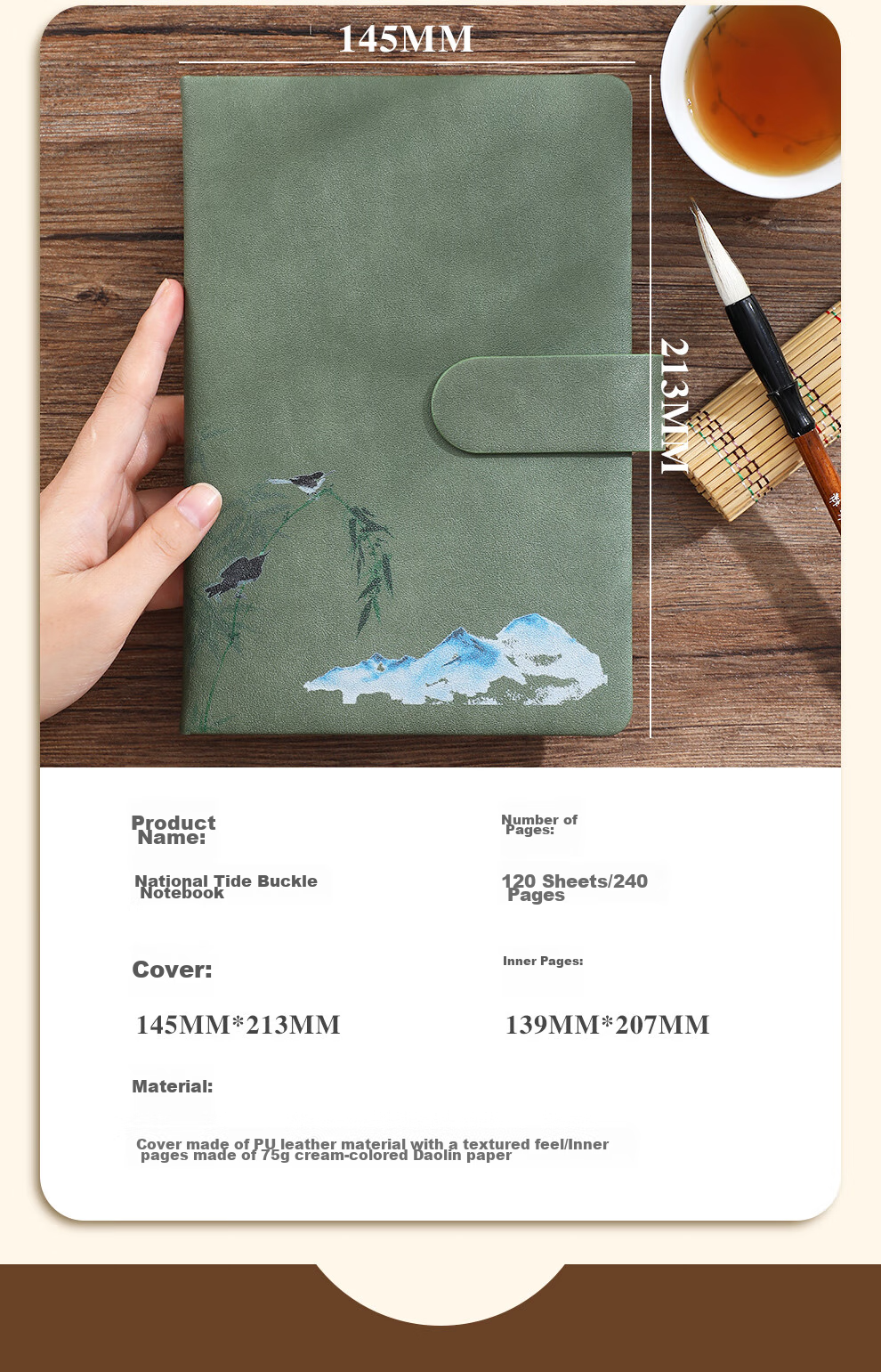 Faramon Teacher's Day Gift, National Trend Notebook Gift Box Set, Bookmark Gift Box, Chinese Style Journal A5, High-End Business Office Gift for Teachers And Classmates, Customizable Souvenir Gift, Blue 14