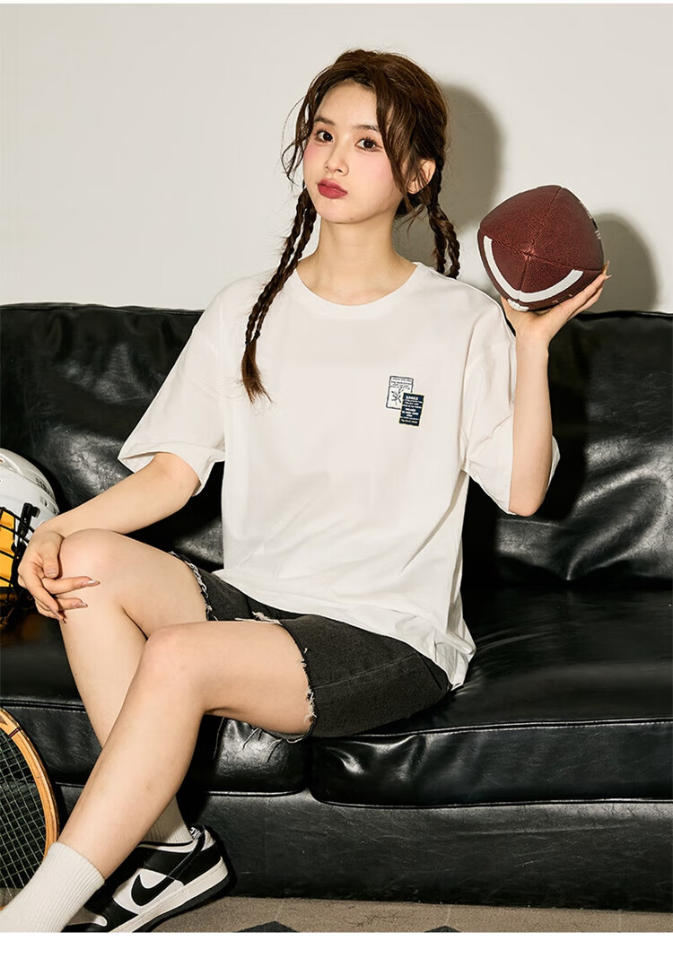 TonLion 2024 Women's Printed Round Neck Short-Sleeve T-Shirt, Off-White, S 1
