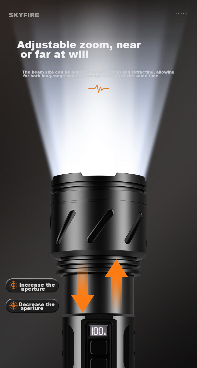 SkyFire Flashlight: High Brightness, Zoomable, Long-Lasting Battery Life, Long-Range Illumination, Laser Outdoor Light with 40000mAh Capacity 28