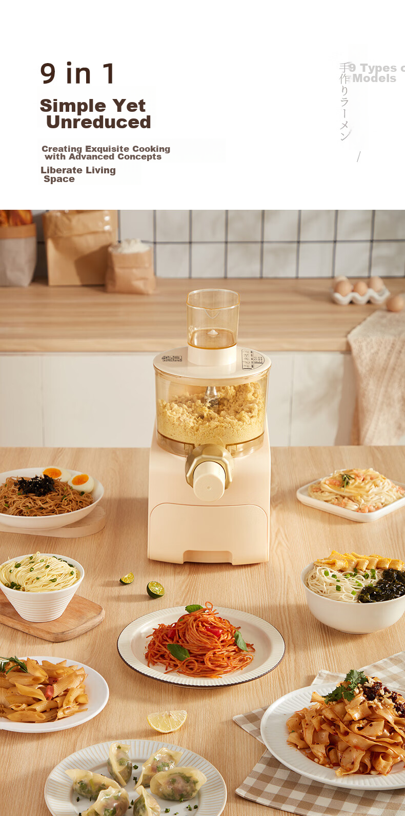 APIXINTL Anben Su Noodle Maker, Fully Automatic Pasta Machine, Multi-Functional Home Use, Multiple Mold Options, Electric Dough Kneader, Dumpling Wrapper Maker, 4-Person Capacity, APIX-M06 5