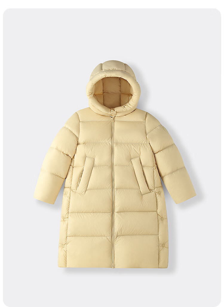 Annil Kids Unisex Extended Down Jacket 2025 Winter New Warm Coat Light Wheat Apricot 170 3