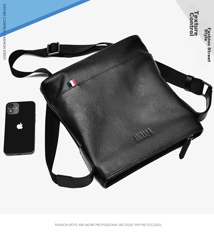 Pabojoe Men's Handbag, Shoulder Bag, Crossbody Bag, Top-Grain Leather, Soft And Fashionable Sports Bag for Men, Vertical Style, Birthday Gift for Husband 3