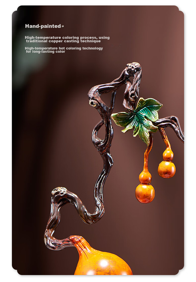 Nuoshiman Copper Gourd Ornament for Living Room, Wine Cabinet, Office, Housewarming Gift, Moving Present, Grand Opening 7