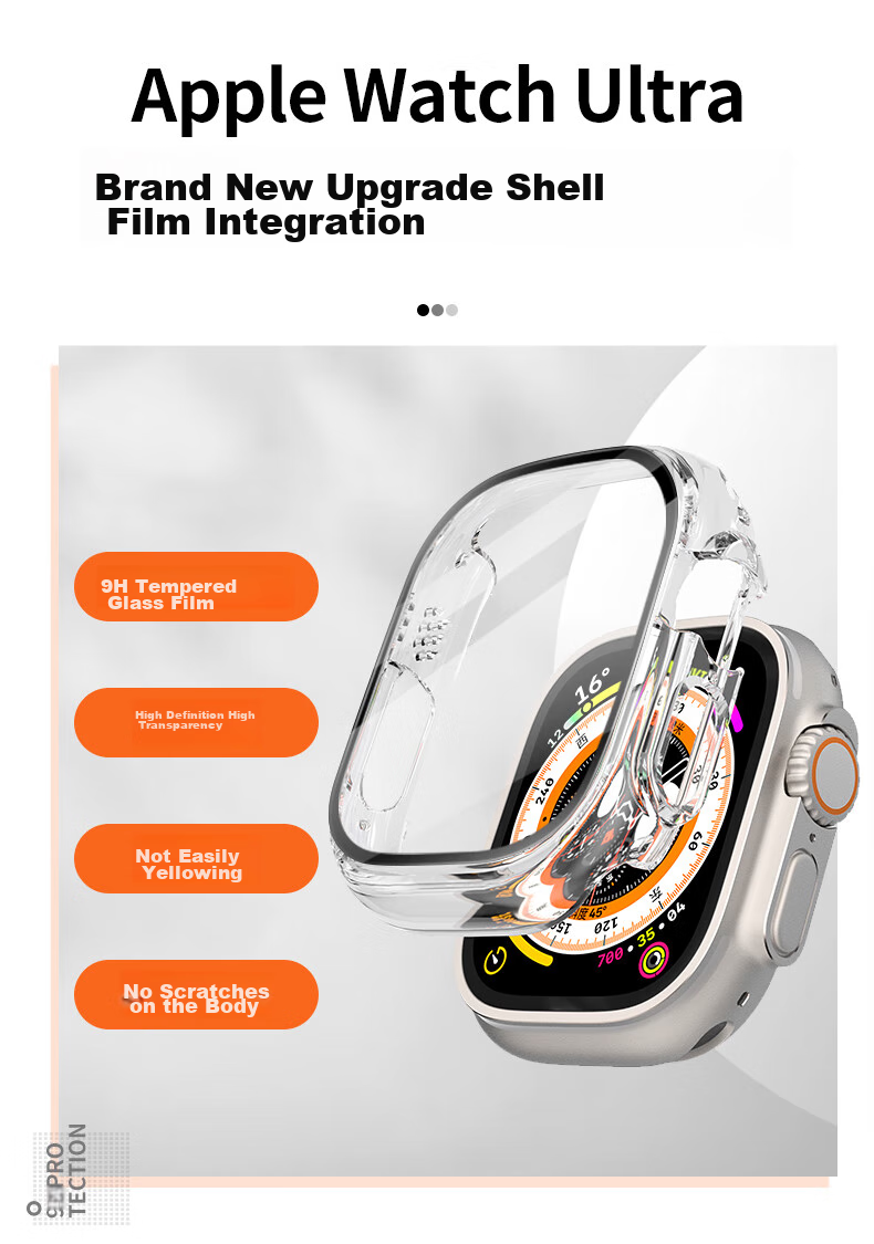 Weiqiantu [Shell And Film Integrated] Protective Case for Apple Watch S11/S10, Compatible with Apple IWatch Ultra 4/3/9/8/SE 3, Protective Case with Integrated Tempered Glass Film 3