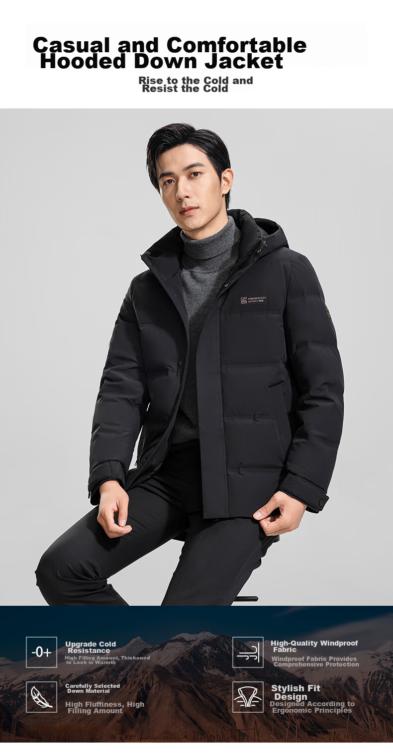 YAYA Men's down Jacket, Short Style with Detachable Hood, Thick Warm Coat for Young And Middle-Aged, Winter Business Casual Outerwear Y05 1