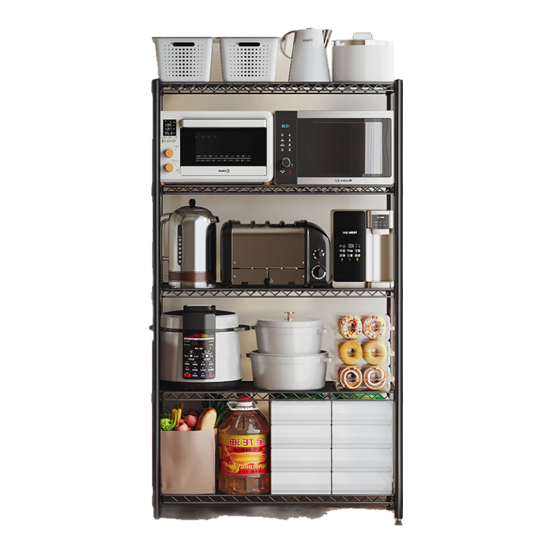 QIAONAMEI Kitchen Storage Rack, Floor-Standing Shelf, Multi-Layer Organizer, Snack Shelf, Microwave Oven Storage Rack, 5-Tier, 75cm, 2393