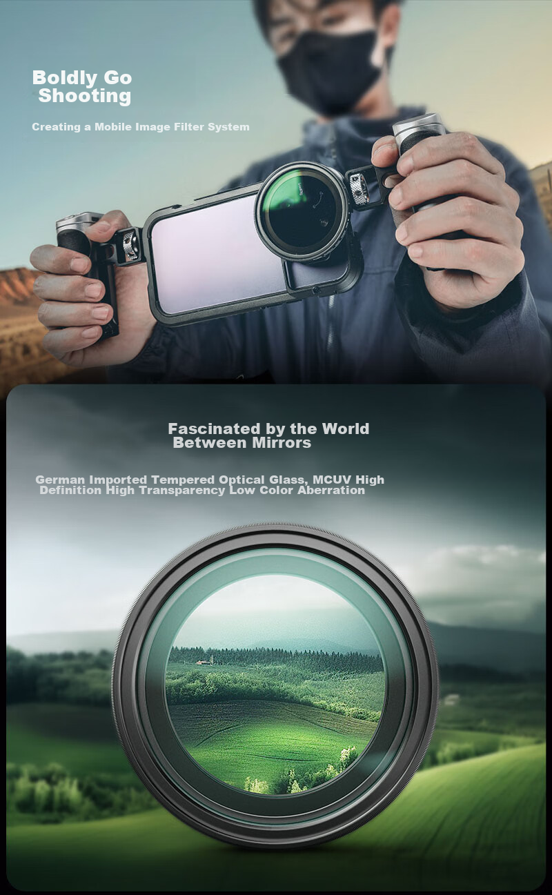 SmallRig 4215 Adjustable ND2-32 Circular CPL Polarizing Filter, 52mm Starry Black Soft Magnetic, MagEase for Apple And Android Phone Filters 3