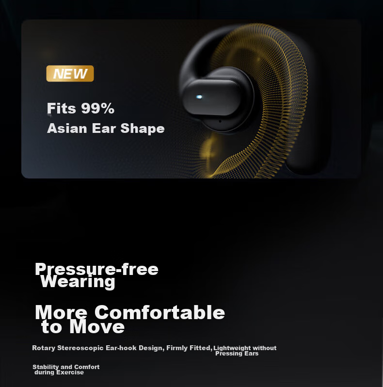 Dacom FreeBeats Sports Bluetooth Headphones, Non-In Open-Ear Headphones, Wireless Ear-Hook Air Conduction Headphones for Running, Suitable for Men And Women, Compatible with Apple, Huawei, Xiaomi, Orange 9