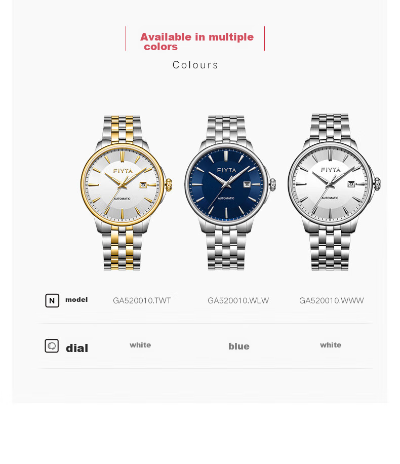 FIYTA Core Motion Series "Wealthy Leader" Automatic Mechanical Men's Watch with Two-Tone Steel Bracelet Holiday Gift for Men 6