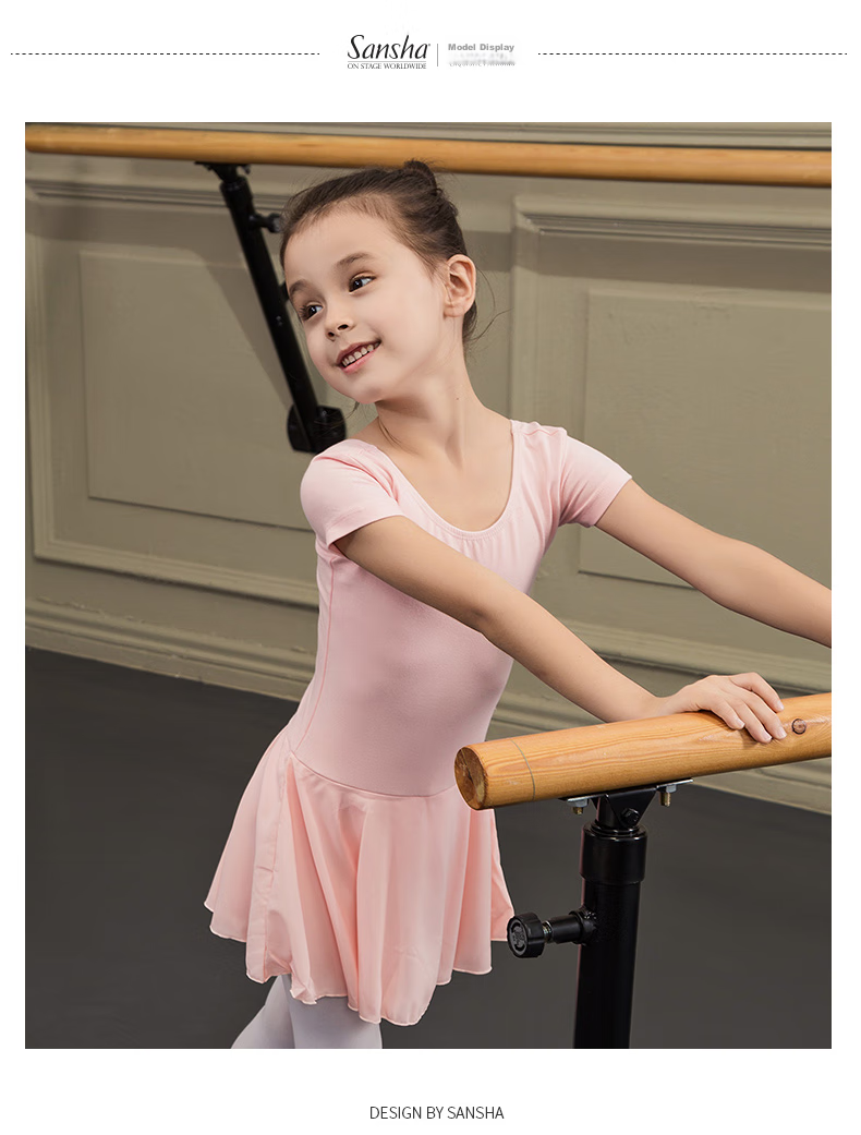 Sansha Ballet Children's Leotard with Skirt, Girls' Short-Sleeve Practice Costume, Dance Exam Outfit Y3554 Light Purple S 5