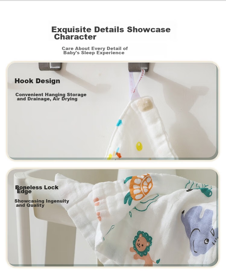 Aibaoshi Baby Drool Bib, Pure Cotton Gauze, Six-Layer Newborn Face Towel, Washable Gauze Handkerchief Bib, 5-Pack, S201 14