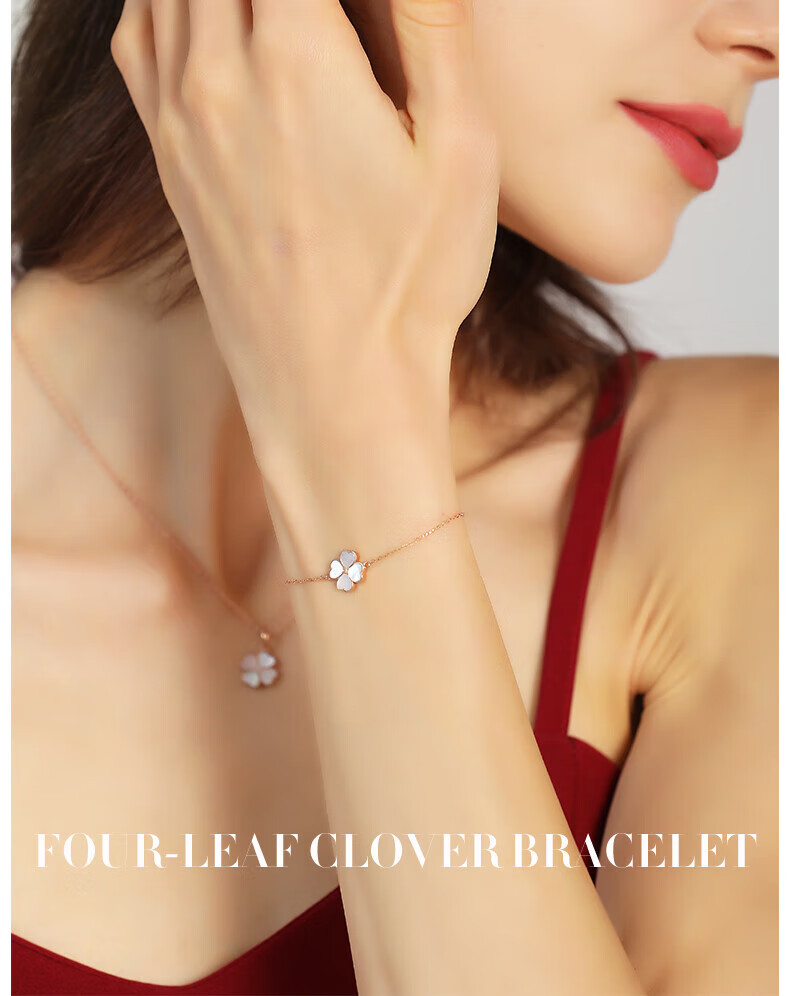 Grace Girl Diamond Four-Leaf Clover Bracelet Women's Fashion Luxury Jewelry Anniversary Birthday Gift for Girlfriend 1