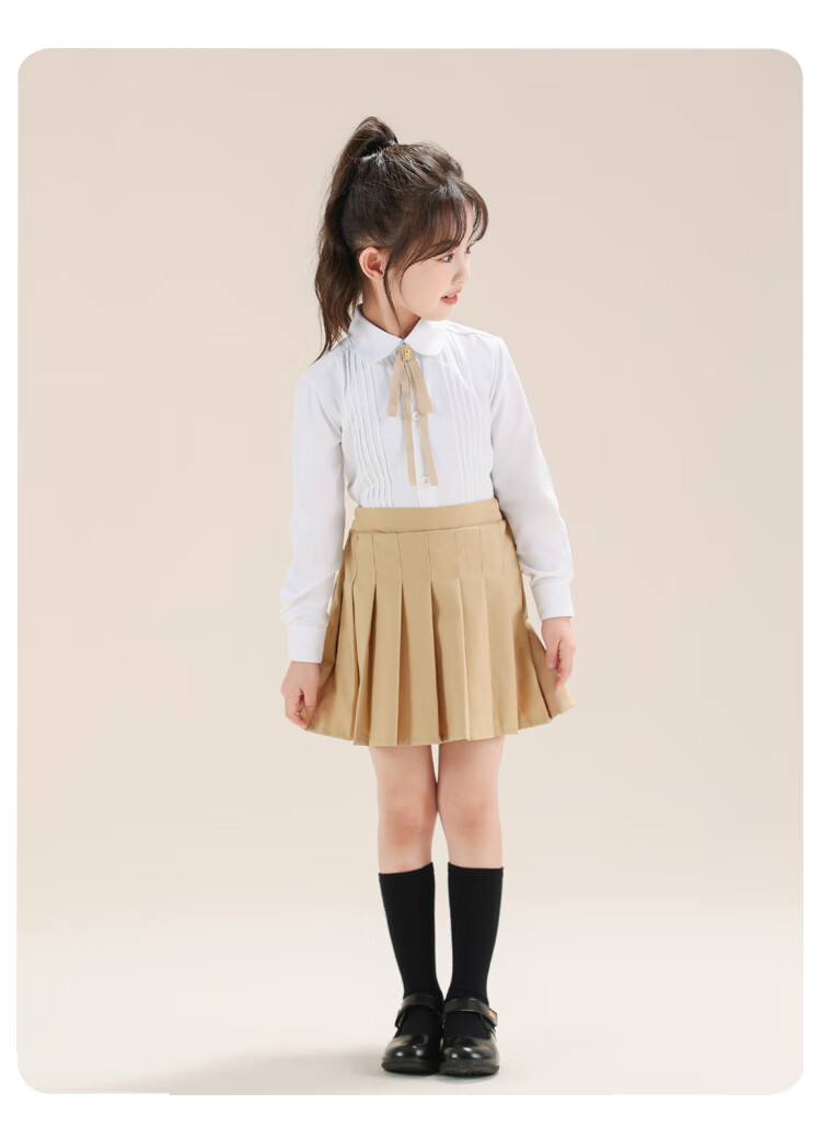 Yinuofang Children's White Long-Sleeve Shirt, Children's Day Performance Costume, Undershirt for Girls, Girls' Shirt for Large Chorus T-Shirt 14