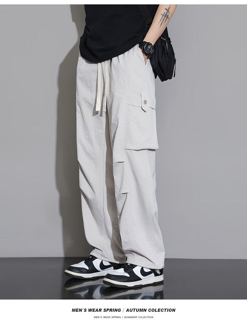 Dingfengbaoluo Casual Pants for Men, Summer Heavyweight Trendy Brand, Loose-Fitting Joggers, Fashionable Versatile Athletic Sweatpants, K602 Black 2XL 10